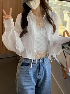 Women's Summer Lightweight Cardigan Shrug, Short Thin Sheer Long Sleeve Top for Casual, Versatile Summer Cover-Up Wear