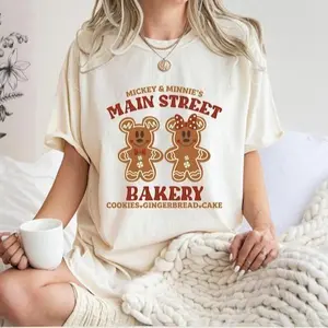 Main Street Bakery Gingerbread Cookies Cakes T-Shirt, Gingerbread TSshirt, Mickey And Minnie Gingerbread Shirt