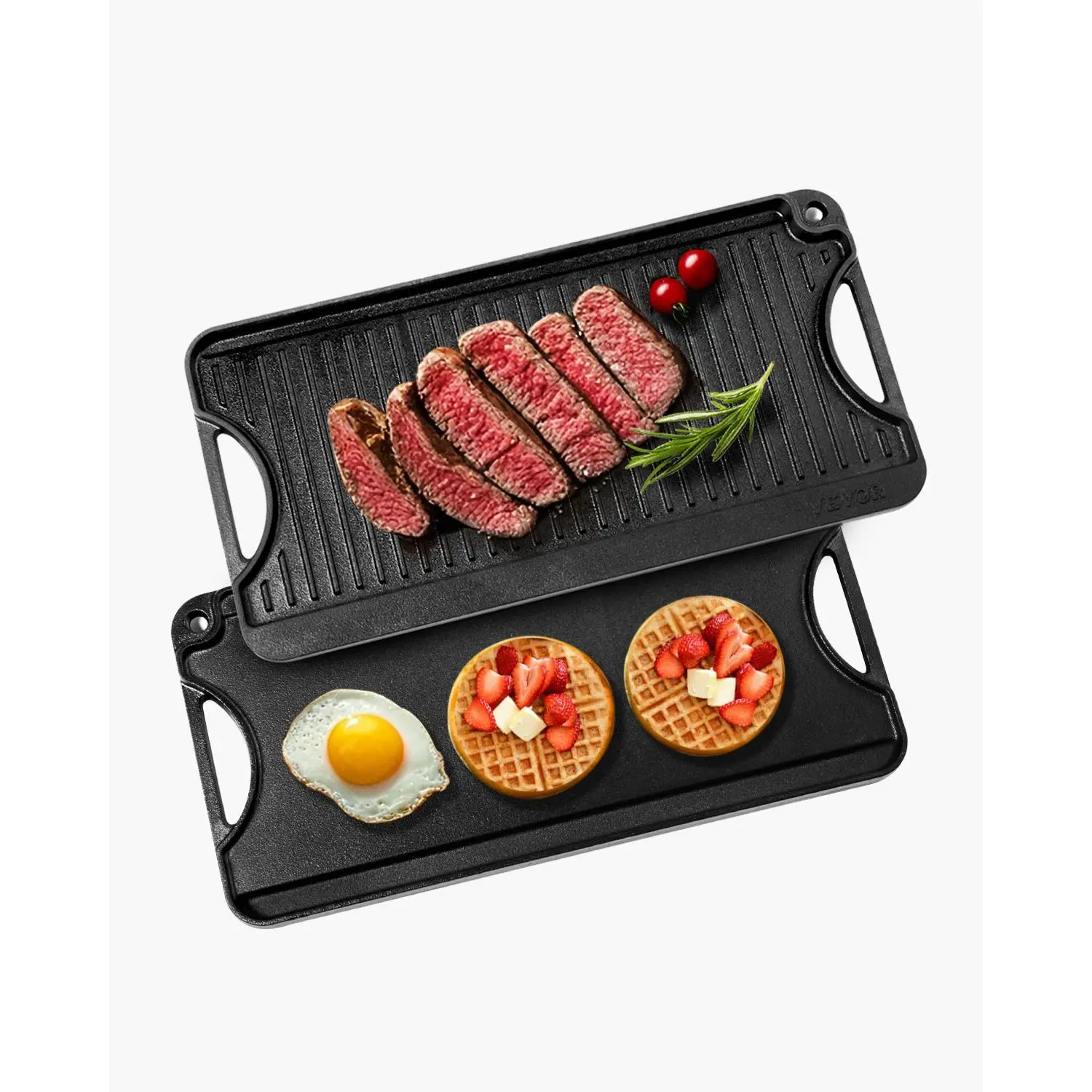 【SummerFinds】VEVOR 20x10in Reversible Grill Griddle Pre-Seasoned Rectangular BBQ Pan Cast Iron