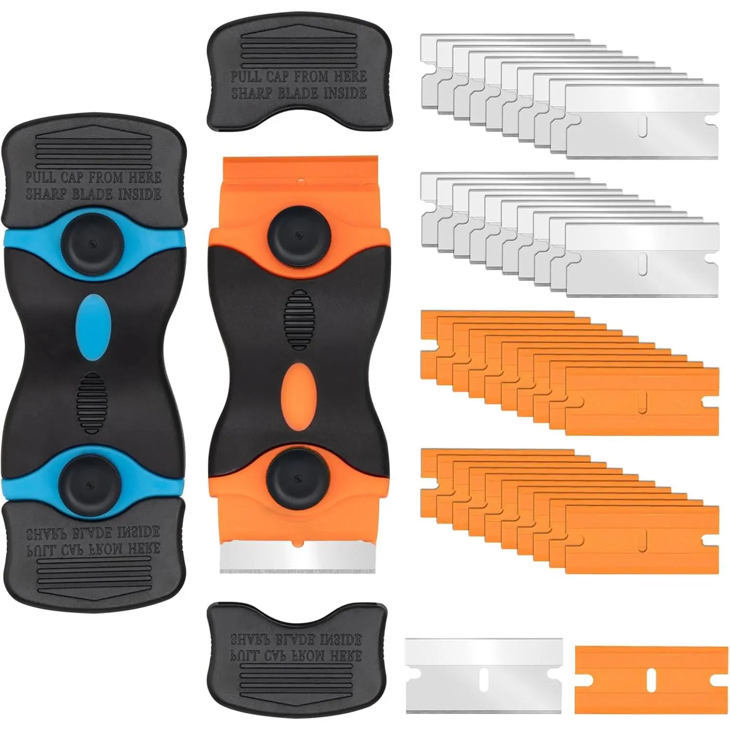 Razor Scraper Tool 2 Pack, Razor  Scraper Tool with 20 count Plastic  and 20 count Metal Scraper ,  Scraper for Glass, Decals, Wallpaper, Stickers