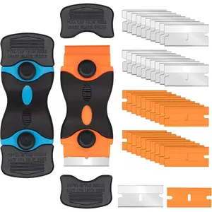 Razor Scraper Tool 2 Pack, Razor  Scraper Tool with 20 count Plastic  and 20 count Metal Scraper ,  Scraper for Glass, Decals, Wallpaper, Stickers