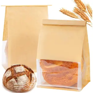 50 count Bread Bags for Homemade Bread Sourdough, 10.2 * 6.3 * 5.1 Inches Bakery Bags with Window  Tin Tie Baked Goods Packaging