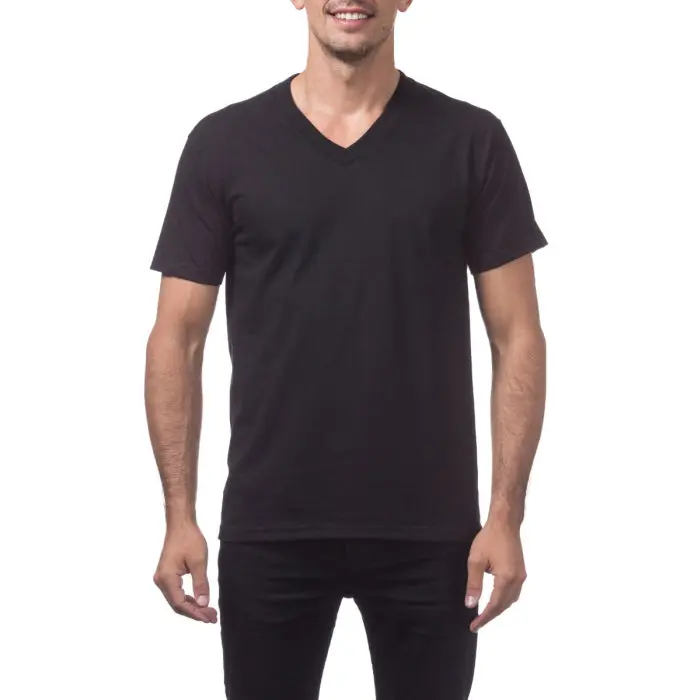 Pro Club Men's Classic V-Neck Cotton Short-Sleeve T-Shirt - Relaxed Fit Plain Basic Menswear Casual Top, Soft Fabric, Reinforced Stitching, Cold/Hand Wash Only, Wide Range of Motion, Gym/Street Wear, Clean Lines