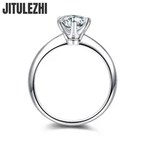 FASHION - 925 Sterling Silver Moissanite Rings For Women Crystal Adjustable Size Fine Party Couple Gifts Engagement Wedding Silver Jewelry