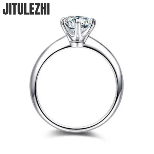 FASHION - 925 Sterling Silver Moissanite Rings For Women Crystal Adjustable Size Fine Party Couple Gifts Engagement Wedding Silver Jewelry