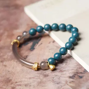Traditional Chinese Incense Bead Bracelet - Misty Rain  Natural Ferfume with Sandalwood Ambergris Opoponax Ginseng Fir Balsam Jasmine for Soothing Mind Repelling Insects and Purifying Environment