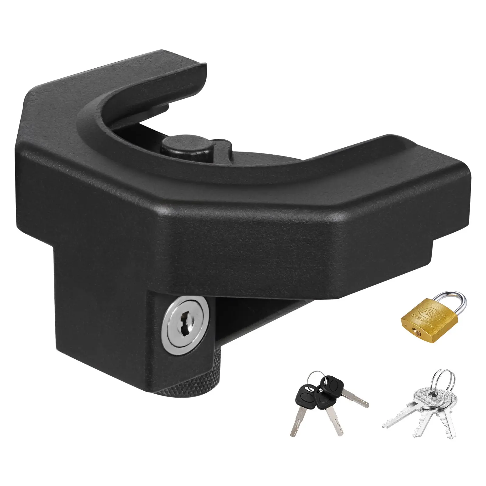 【Father's Day Gift】VEVOR HS-OHS04-L Aluminum Alloy Ball Hitch Lock Combination Set, Key-Operated Vehicle Accessories, 2-5/16" Coupler Compatible, Heavy-Duty Anti-Theft Kit with 3 Keys & Padlock, Prying-Impact Resistant, Fits RVs, Boats