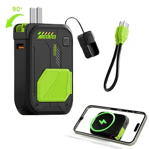 ELFEYE 10000mAh Power Bank Portable Charger with Foldable Wall Plug ,Magnetic power bank for iPhone Android Travel Gadgets Battery Powered USB Type-C