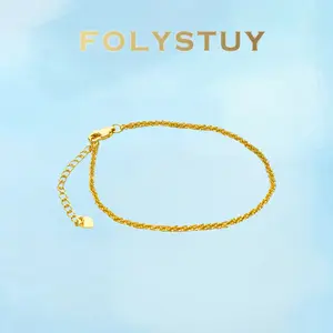 [FOLYSTUY (W170)]Dainty Sparkle Star Link Bracelet, 0.08" Width 8.66" Length Delicate Everyday Wrist Accessory