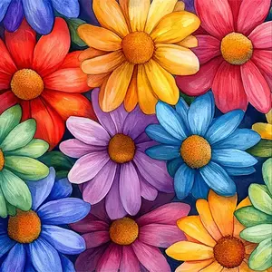 1PCS Rainbow Daisy Diamond Painting Kit DIY Crystal Rhinestone Embroidery Art Craft for Home Wall Decor