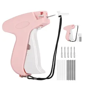 8MM Quick Stitch Sewing Gun (Pink) – 5 Needles + 1000 Micro Staples (Black & White) – Portable Fabric Stitcher for Clothing Repair, Hemming & Crafting