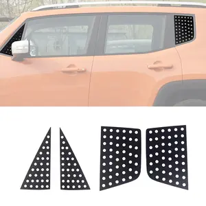 Aluminum Alloy Chrome Triangle Covers for 2016+ Renegade, Laser-Cut, Scratch-Proof, UV-Protected, DIY-Install Car Exterior Accessory (Front & Rear Window Application), Uv Protection,summervibes