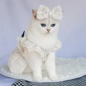 Little Fragrance Style Black And White Dog Clothes Spring And Autumn Small Dog Teddy Pet Clothing Kitten Skirt Costume