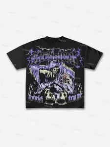 Vintage Grim Reaper Skull Graphic Print Cotton T-shirt