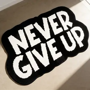 Never Give Up Cloud Shape Carpet, Inspirational Letter Rug, Soft Touch, Multi-Size, Easy Clean, Non-Slip, Living Room Bedroom Decor