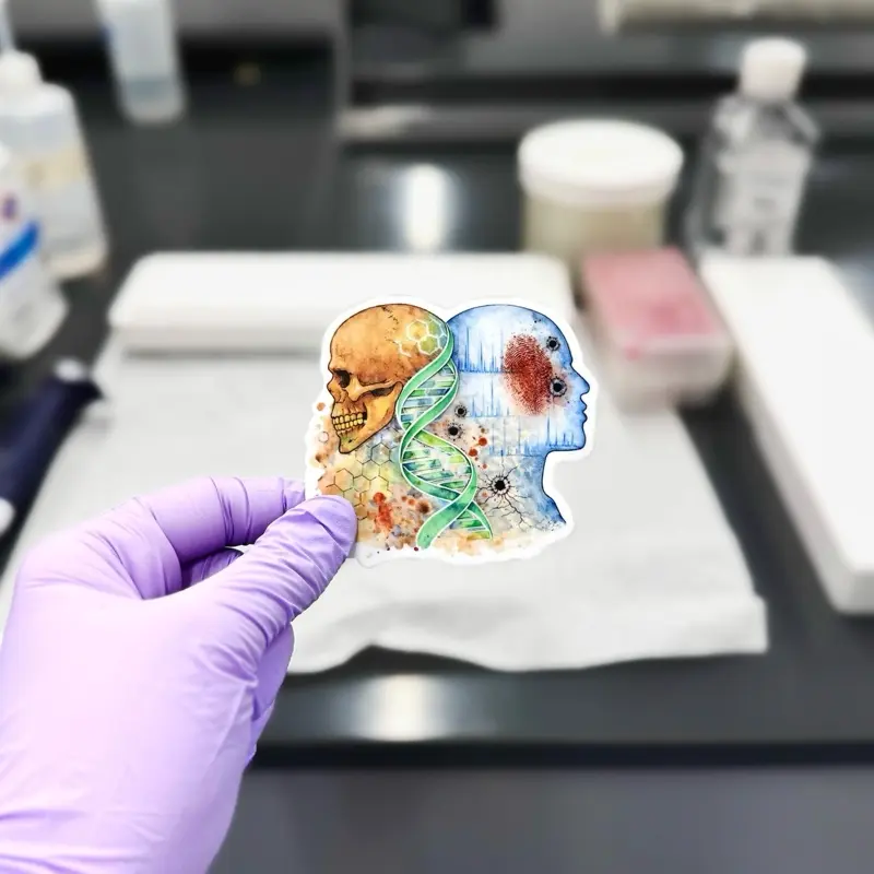 Forensic Science Sticker - thick, high-quality vinyl, dishwasher tested, scratch and fade resistant, waterproof sticker
