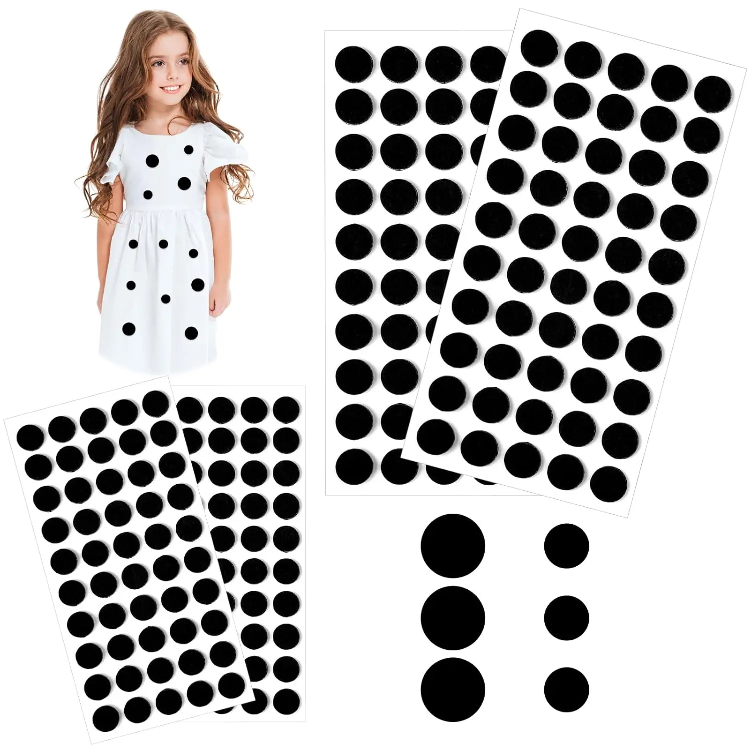 Black Adhesive Felt Stickers, 200 Die-Cut Pieces (0.75 In, 0.5 In) for Easy DIY Sewing, Scrapbooking Craft Projects, Easy Diy Projects