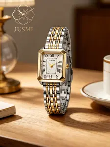 Jusmi Vintage Roman Numerals Quartz Watch, Square Analog Dial, Face, Strap, Casual Business Style, Women's Wristwatch