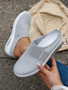 Women's Fashion Slip-On Air Cushion Walking Shoes, Mesh Upper Elevated Platform Casual Sneakers for Daily Wear