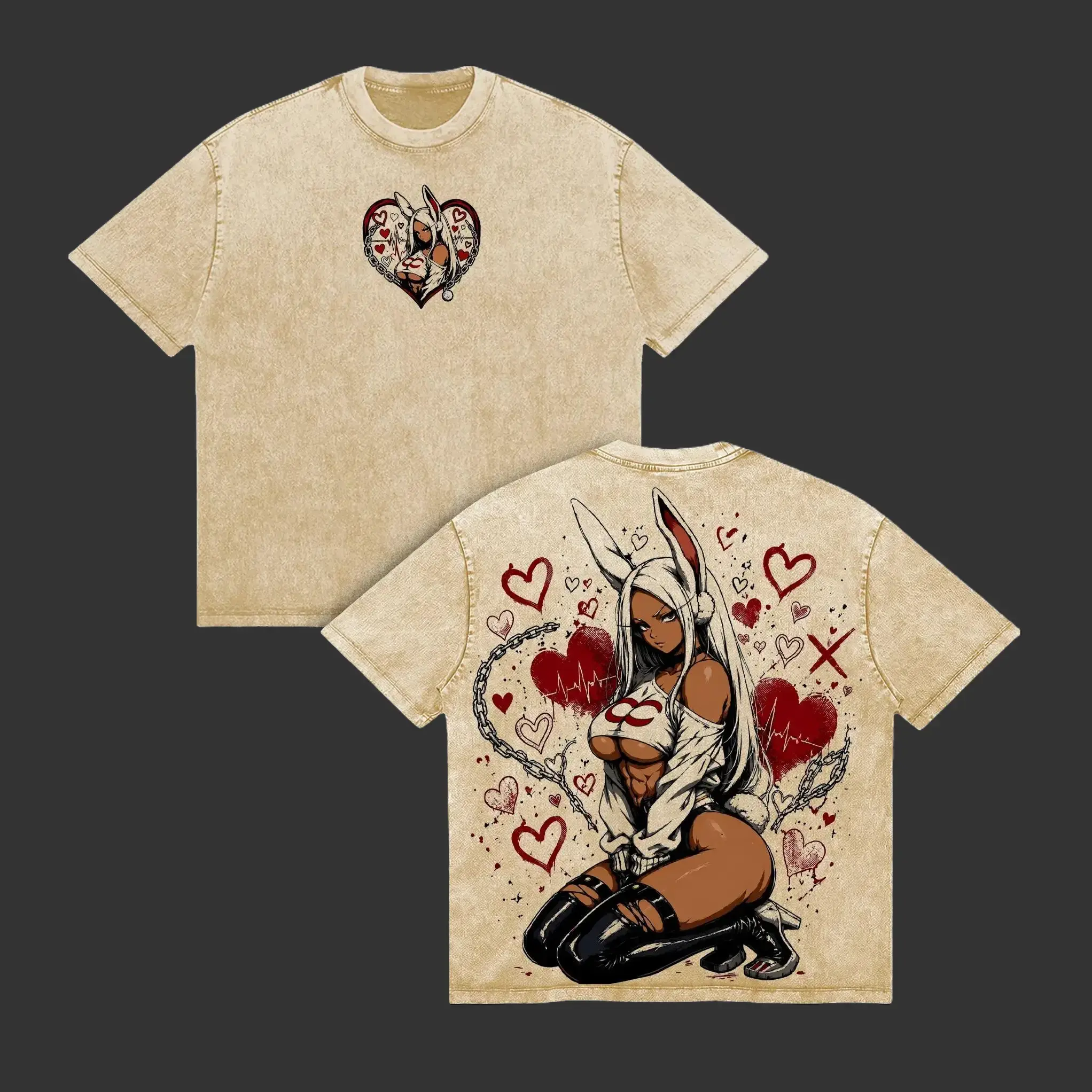 Mirko Bunny Hero Vintage Washed T-Shirt, My Hero Academia Rabbit Hero Graphic Tee Oversized Streetwear, Heavy Cotton Unisex Shirt, Japanese Manga Aesthetic