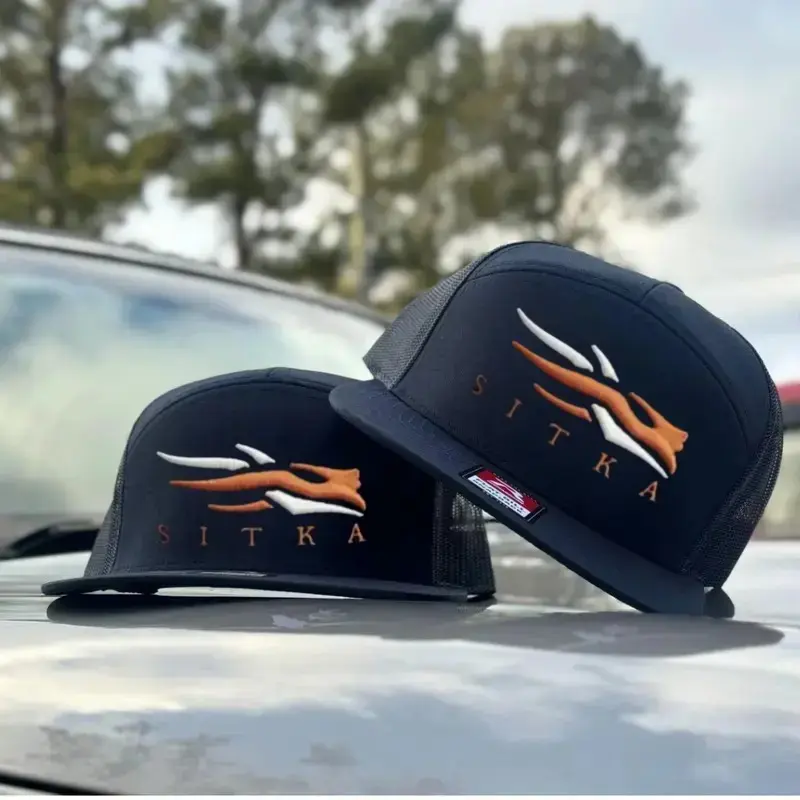 SITKA Trucker Hat | Premium 7 Panel Mesh Snapback | Flat Bill Hunting Cap | Outdoor Hunter Gift for Him