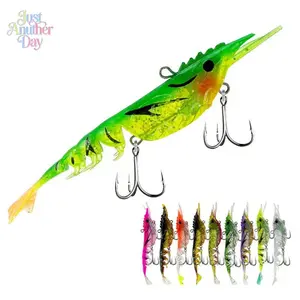5-Pack 10.5cm Lead-Weighted Bionic Shrimp Soft Lures, Pre-Rigged with Double Hooks, for Freshwater and Saltwater Fishing