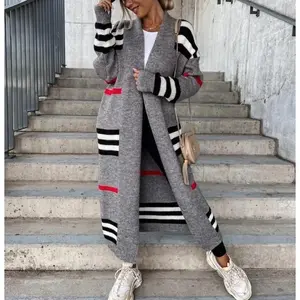 FashionLongStripedKnitCardiganSweaterJacket