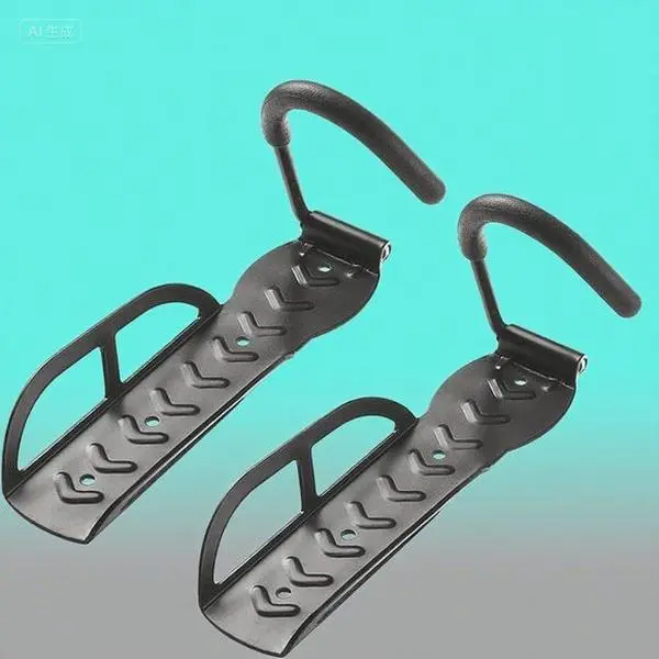 2-Pack Sturdy Vertical Bike Storage Hooks - Wall-Mount, Rustproof, Anti-Slip Surface, Heavy-Duty Adjustable Organizer for Indoor Apartments, Hybrid Bikes - Supports up to 55 lbs per Hook, Space-Saving Garage Tool Rack