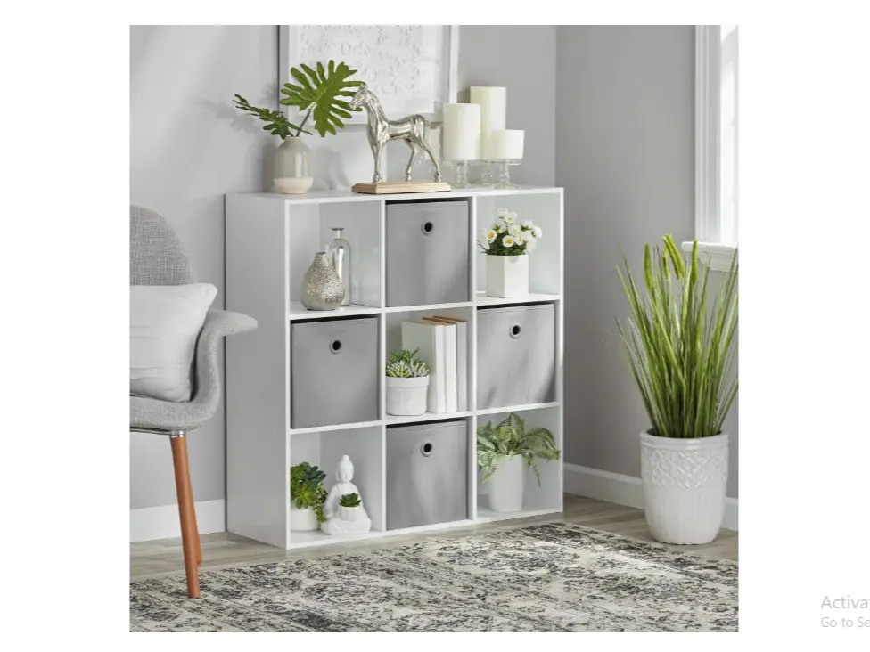 11" White 9-Cube Storage Organizer for Racks Room 9-cube storage