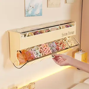 Fashion cream yellow hair accessories storage box - multi-layer dustproof and waterproof storage box, suitable for jewelry, headbands, hairpins, etc. - wall-mounted, no drilling required, jewelry box