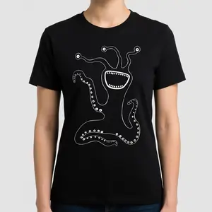 Monster Graphic Tee, Kawaii Cute Goth Aesthetic, Folk Art Quirky Whimsical Design, Funny Creepy Alien Gothic Style, Ideal Weird & Whimsical Birthday Gift, Unisex, Comfortable, All‑Season Wear