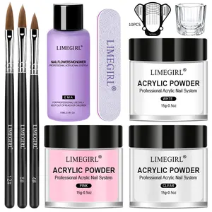 LIMEGIRL Acrylic Nail Kit Zh195-A Long-lasting Acrylic Powder 75ML Liquid Accessories Set for Nails Extension Professional Nail Art Kit for Beginners DIY at Home Christmas Gift Complete Manicure Cuticles