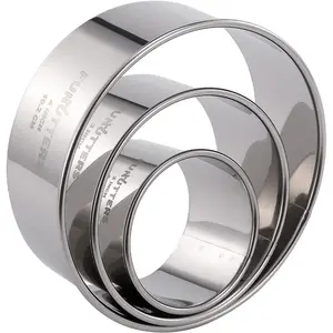 Cookie Cutter Set, 3 Pc Kit, Measuring 2'', 3'', and 4'', Round Metal Baking Rings For Pastry,Biscuits,Dough Cutting, Heavy Duty and Reusable, Multiple Sizes