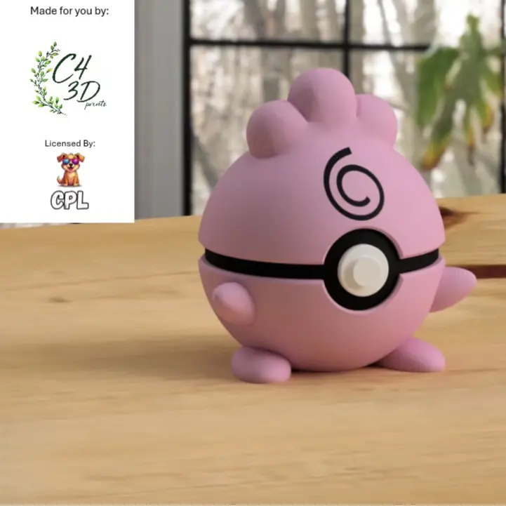 Igglybuff Ball - 1st Print - High-Quality PLA, 3D Printed Pokeball Figure