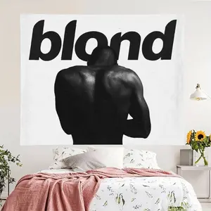 Frank Ocean Blond Tapestry, Minimalist Black and White Album Cover Wall Hanging, Aesthetic Room Decor for Bedroom, Living Room, College Dorm & Music Room