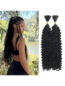 European and American synthetic crochet hair with deep wave hair tie, Crochet hair imitation human hair, cross-border large braid, Braided Hair Texture
