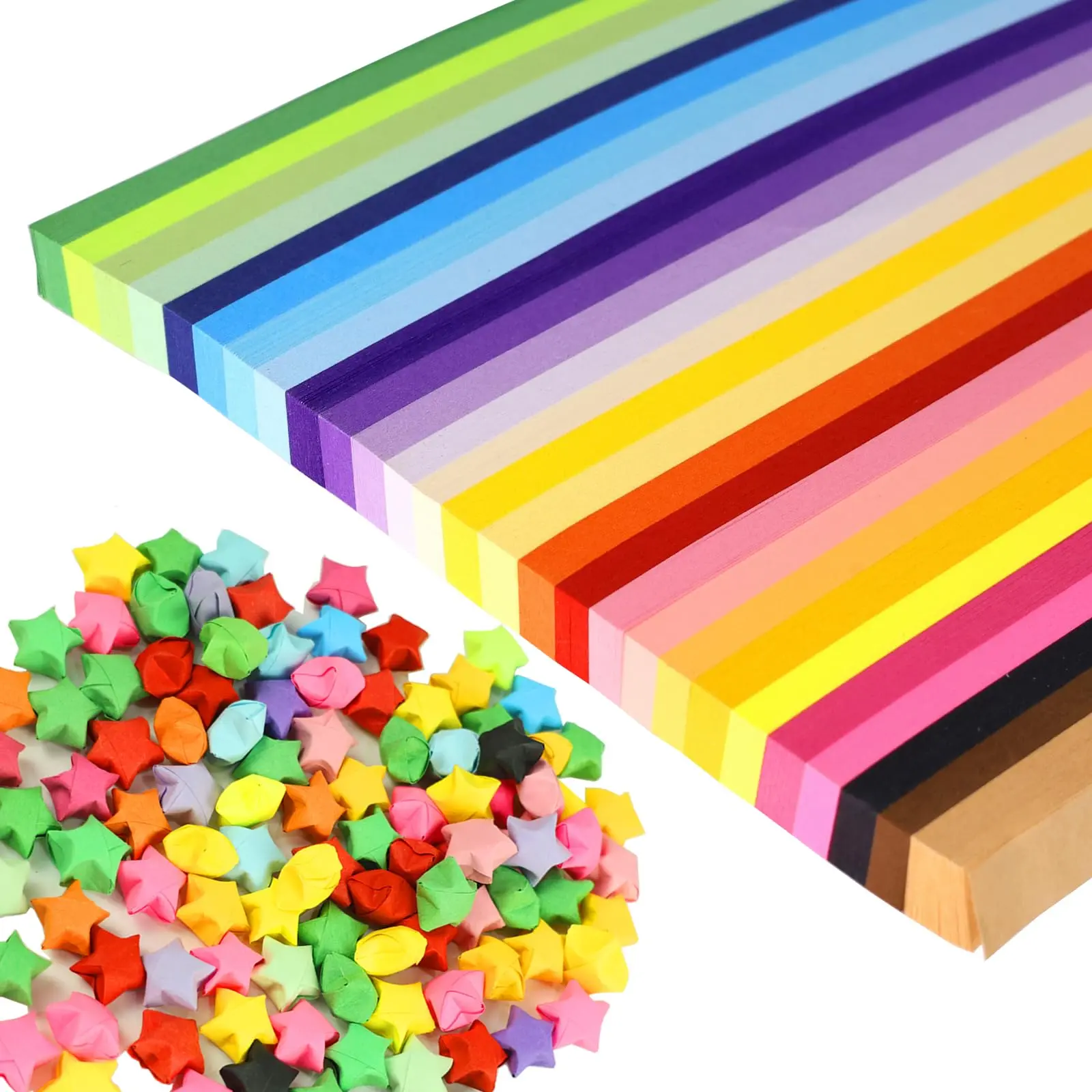 1512 Sheets Origami Star Paper Strips in 27 Colors - Double Sided Lucky Wish Origami Stars Paper for DIY Hand Art Crafts