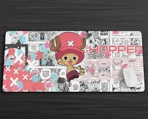 Chopper One Piecee Mouse Pad, Cute Anime Manga Desk Mat with Comic Panel Background, Large Gaming Mat for Keyboard and PC Setup
