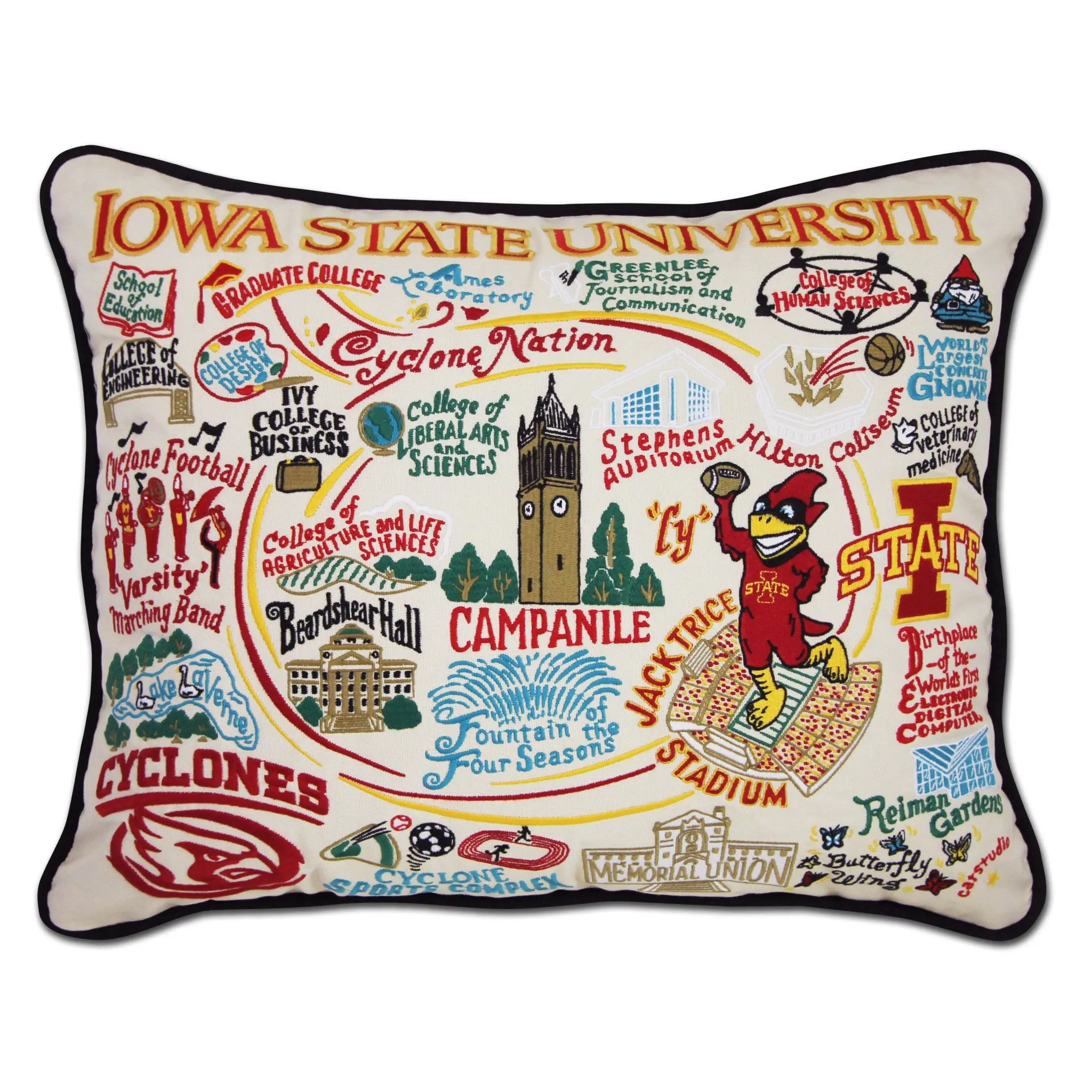 Iowa State University Collegiate Embroidered Pillow