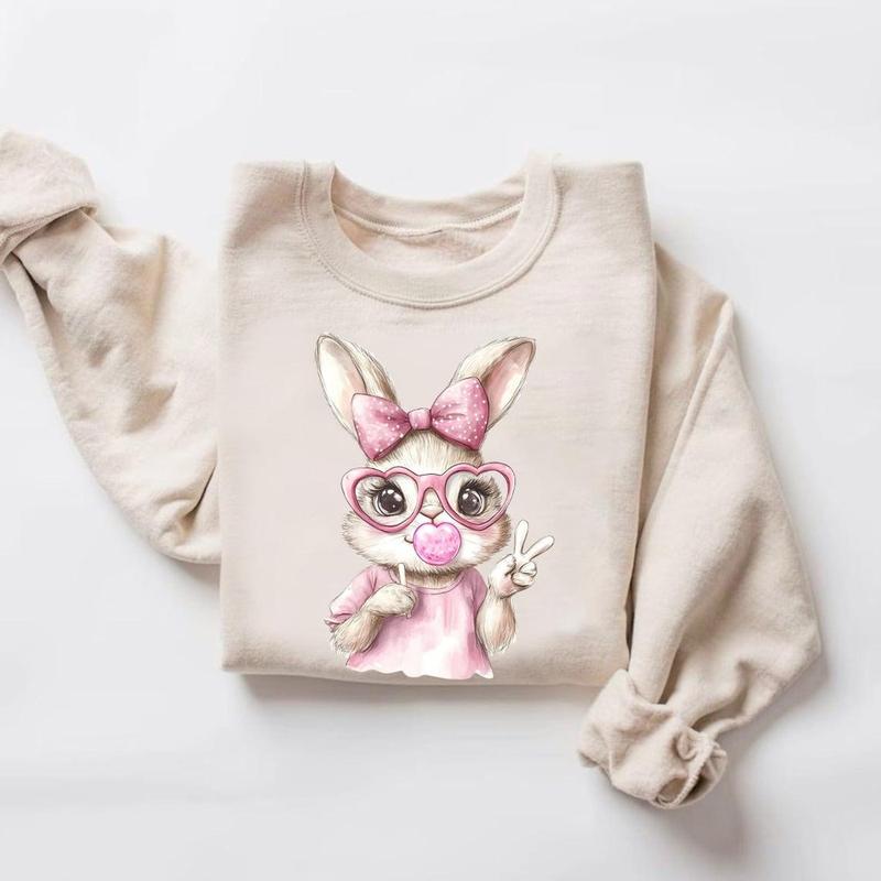 Bunny And Bubble Gum Easter Day Shirt, Retro Easter, Coquette Bow Bunny Tee, Easters Bunny T-Shirt, Cute Bunnys Easters Day Gift 90D