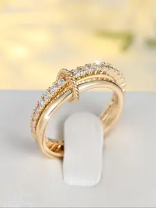 Fashion Luxury Single Row Synthetic Zirconia Twist Connection Women's Ring, Elegant Glittering Ring, Engagement Wedding Rings Jewelry for Women, Birthday Gift Party Jewelry, Cubic Zirconia Rings, Marquise Wedding Bands