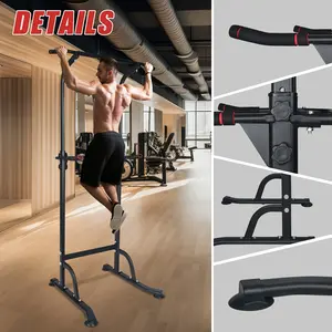 2024 Power Tower Pull Up Bar Dip Station, Height Adjustable Dip Bar Stand for Home Gym, Strength Training Fitness Workout Equipment