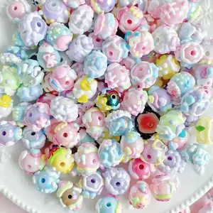 Mixed style hand-Painted Beads for Dly ProiectsAssorted Designs, Colorful Beads for Crafting,Pens, Chains,and More girl age pen topper roundbead key chain