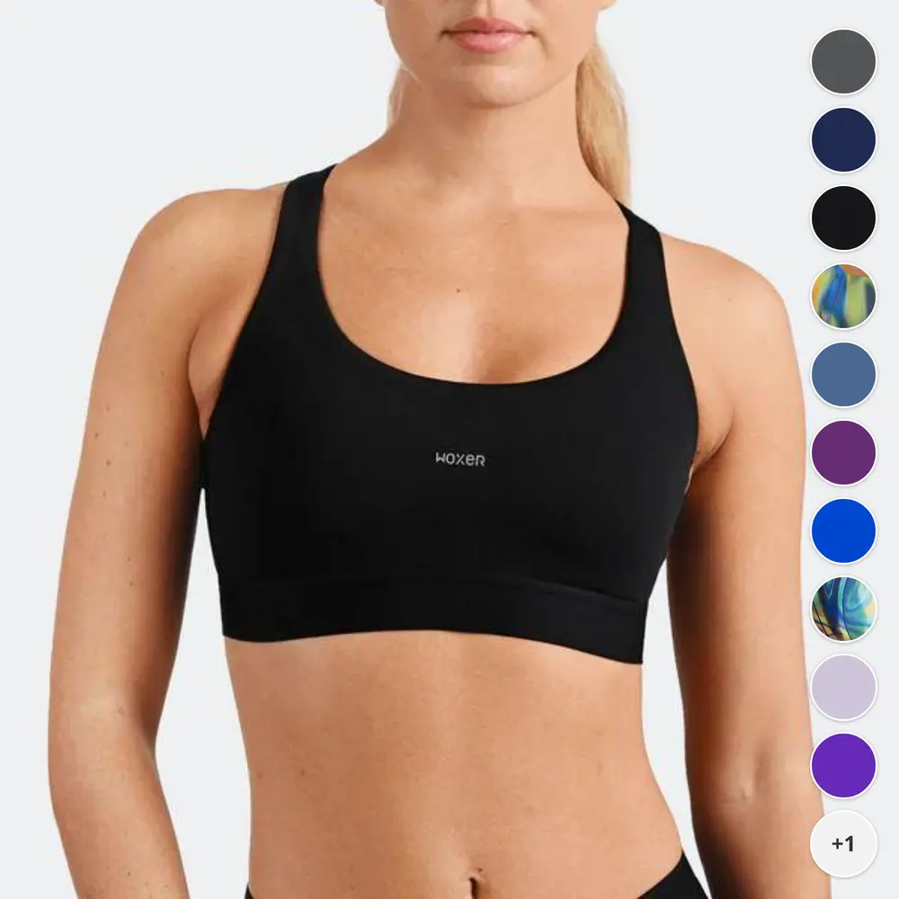 Woxer Boss Flex Sports Bra, Wire-Free High Support Racerback for Workouts, Sweat-Wicking Active Knit with Power Mesh, Sport Bras, Workout Bra