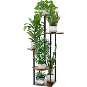 Stand Indoor Tall  Shelf for Multiple  Corner  Table Tiered Flower Stand for Living Room Bedroom Balcony Brown