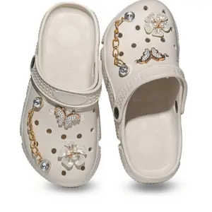 Women's Fashion Clogs - Lightweight Non-Slip Summer Shoes with Breathable Comfort & Custom Shiny Charms Perfect for Beach & Garden