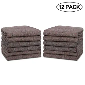 Segawe 12-Pack Moving Blanket with Regenerative Cotton, Brown