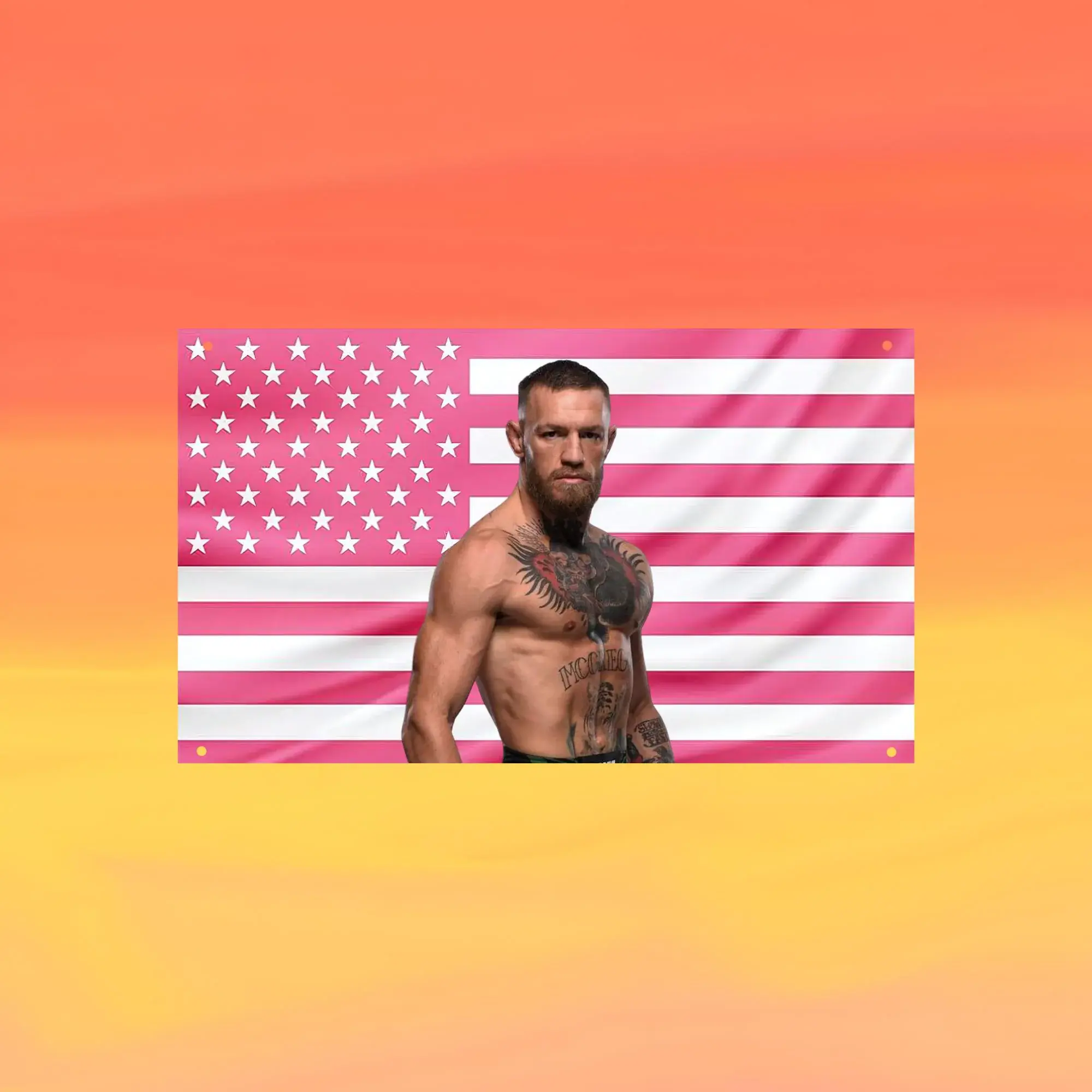 Conor McGregor American Flag Tapestry Pink USA Wall Banner, MMA Fan Wall Decor, UFC Fighter Inspired Bedroom Hanging, Aesthetic Combat Sports Room Art
