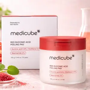 Medicube Red Succinic Acid Peeling Pads 70pcs, Acne Exfoliating Toner Pads with Niacinamide & Panthenol, Dual-Textured for Pore Cleansing & Redness Relief