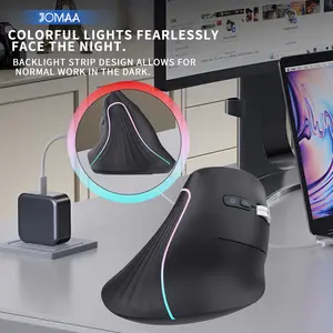JOMAA Right Hand RGB Backlit Vertical Wireless Mouse for Computer Laptop 2.4G Bluetooth Ecrognomic Mice Slinet Click Mouse